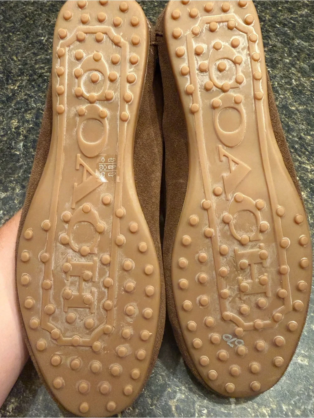 Coach Brown Suede Loafers with Gold Hardware